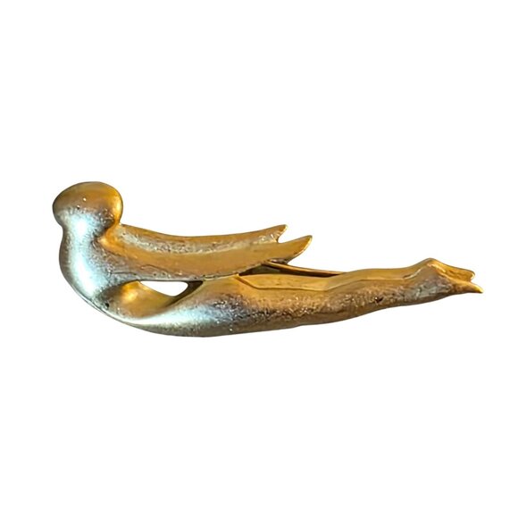 Vintage Pal Kepenyes Gold-Tone Abstract Brooch Pin Sculptural Woman Design Signe - Picture 1 of 5